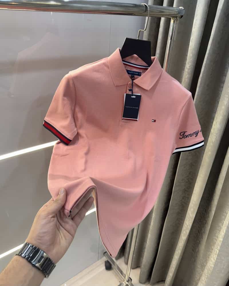 Tomm y Hilfiger Peach Embroidery Logo Premium Polo T-Shirt