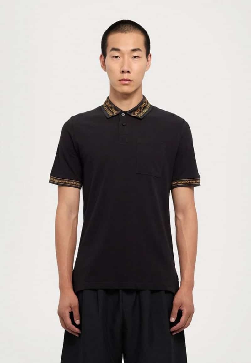 Versac e Couture Black Collar Look Imported Polo T-Shirt