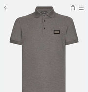 Dolce&Gabbana Grey Steel Logo Imported Polo T-Shirt