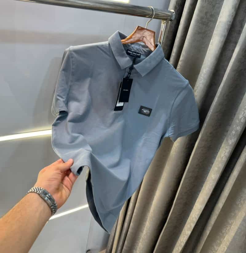 Dolce&Gabbana Grey Steel Logo Imported Polo T-Shirt