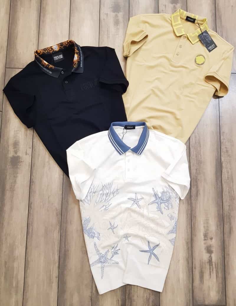 Versac e Couture Beige Embroidery Logo Imported Polo T-Shirt