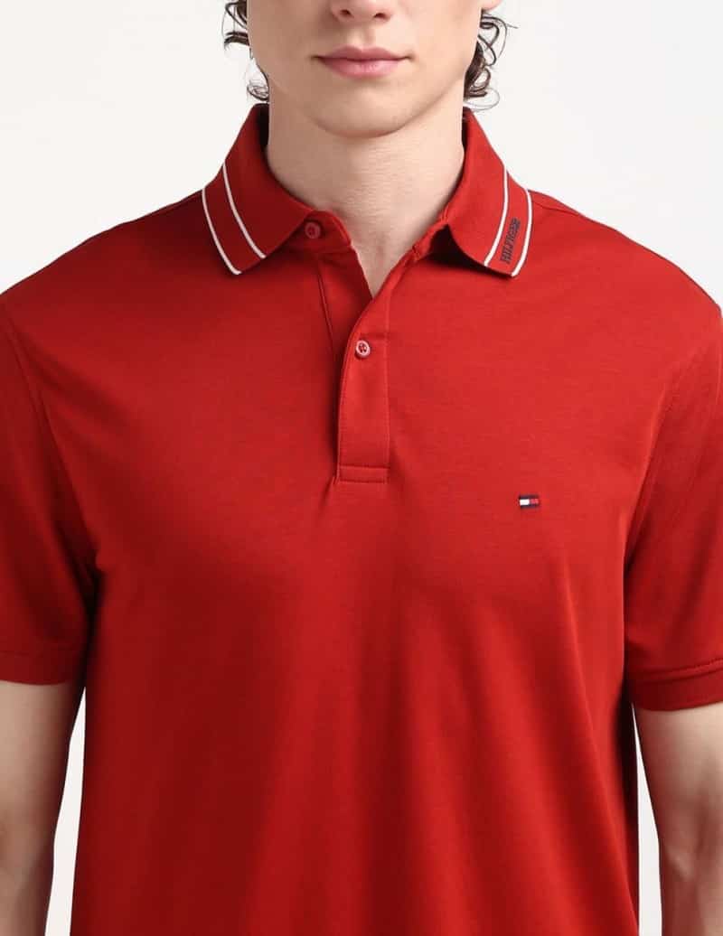 Tomm y Hilfiger Red Collar Look Premium Polo T-Shirt