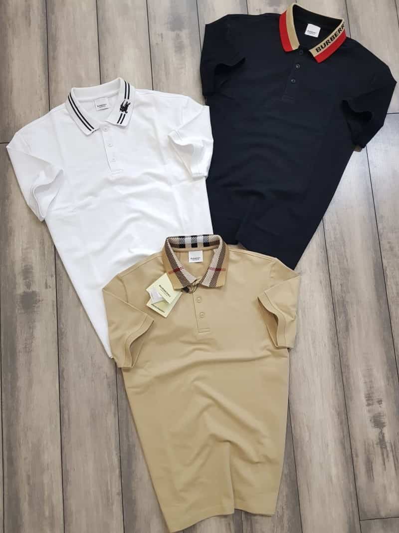 Burberr y White Collar Look Premium Classic Polo T-Shirt