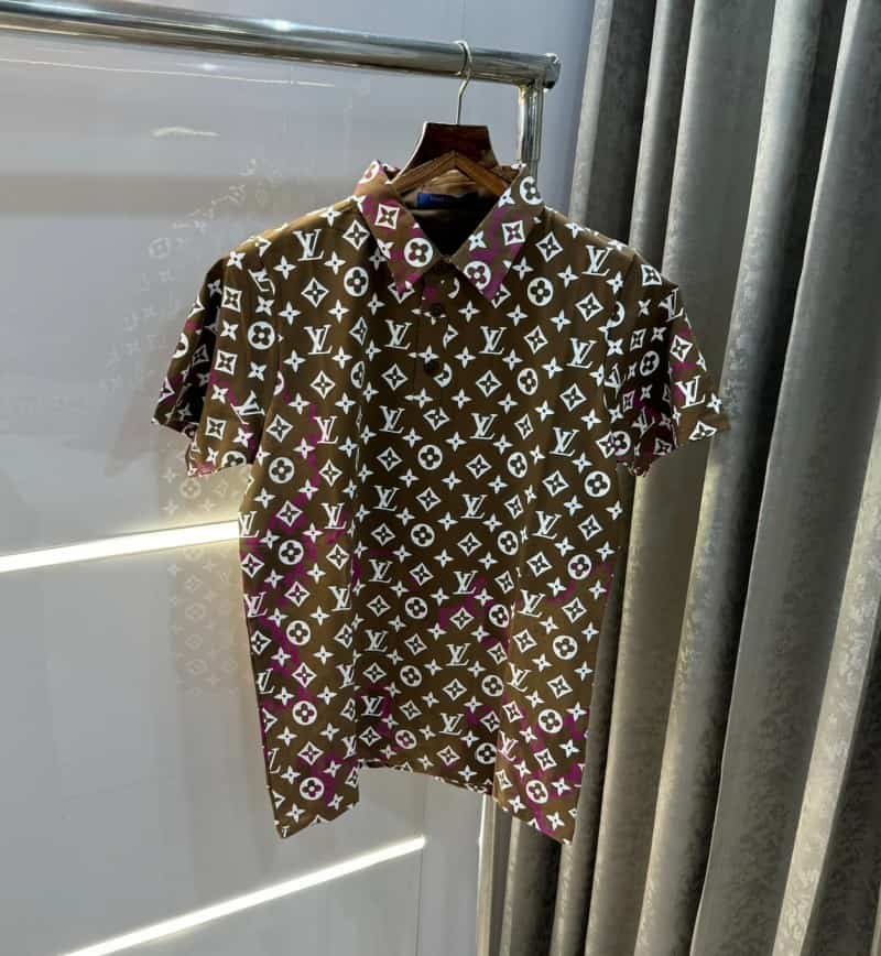 Louis Vutton Brown MonogRAm Print Imported Polo T-Shirt