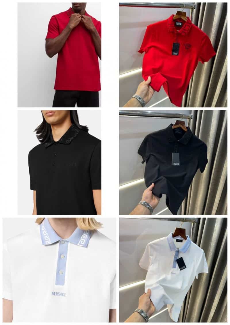 Versac e Couture Red Designer Imported Polo T-Shirt