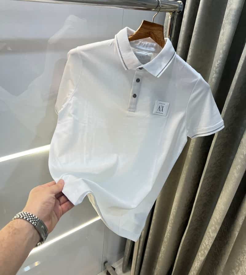 Arman i Exchange White Embroidery Patch Logo Premium Polo T-Shirt