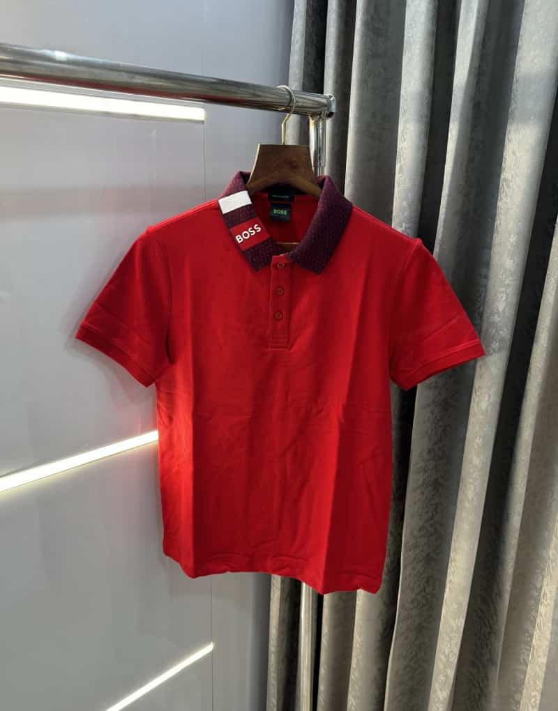Hugo Bos s Red Collar Look Premium Polo T-Shirt