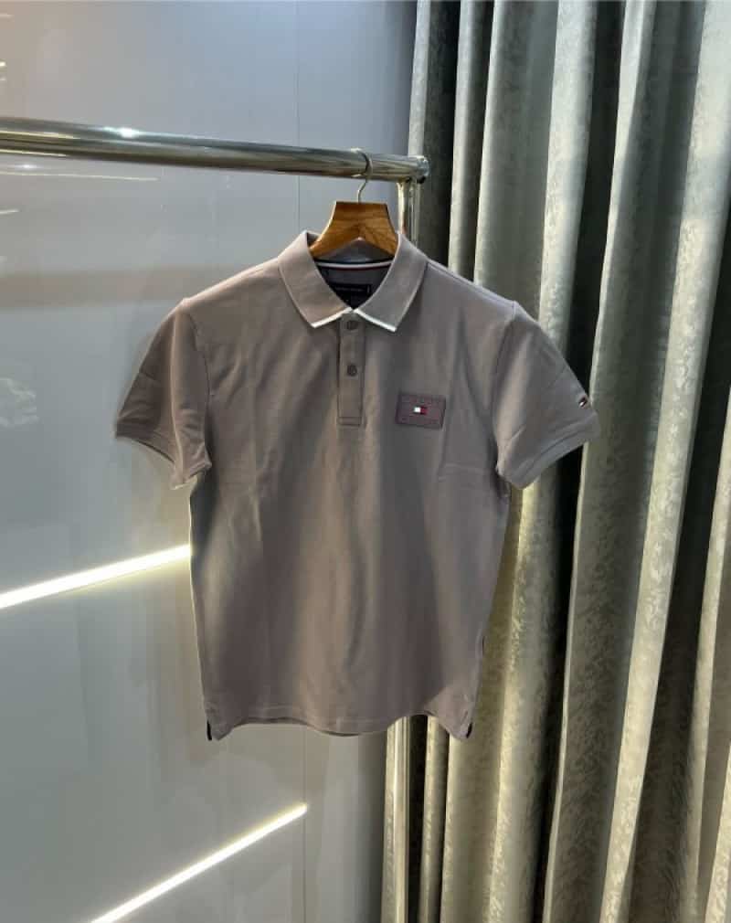 Tomm y Hilfiger Grey Embroidery Patch Premium Polo T-Shirt