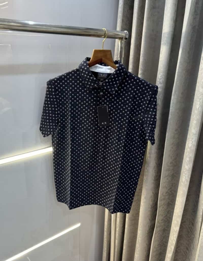Arman i Exchang e Navy Blue Printed Premium Polo T-Shirt
