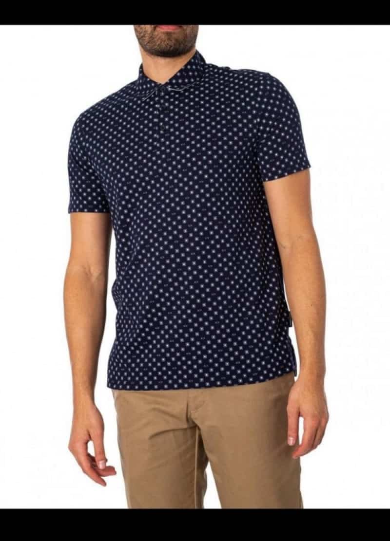 Arman i Exchang e Navy Blue Printed Premium Polo T-Shirt