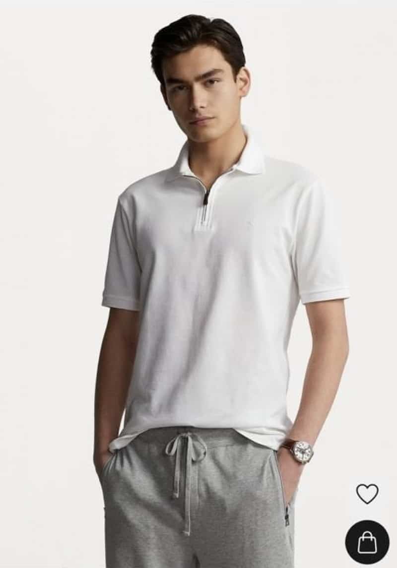 Ralph Laur e White Embroidery Logo Premium Classic Polo T-Shirt