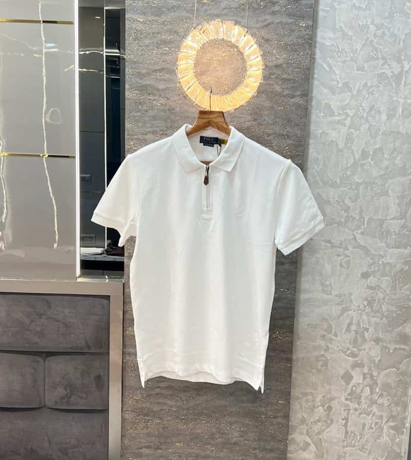 Ralph Laur e White Embroidery Logo Premium Classic Polo T-Shirt