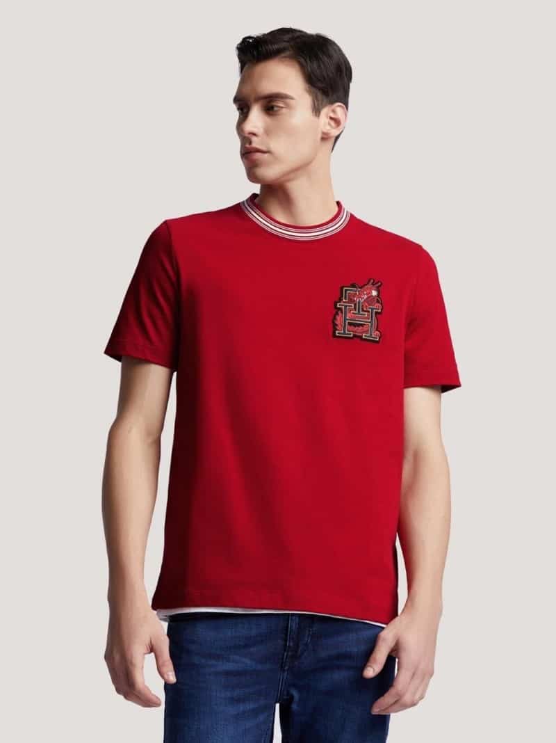 Tommy Hilfiger Red Embroidery Logo Premium T-Shirt