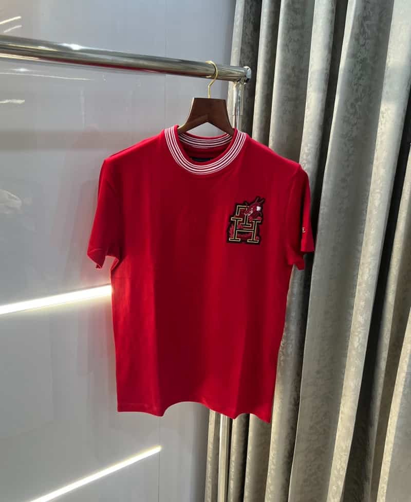 Tommy Hilfiger Red Embroidery Logo Premium T-Shirt
