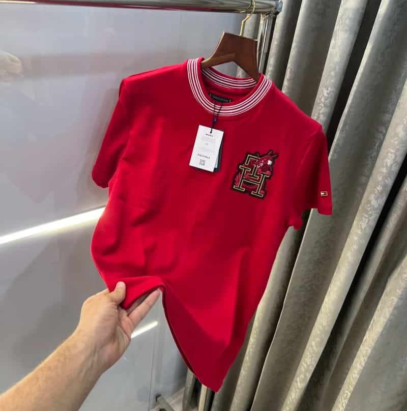 Tommy Hilfiger Red Embroidery Logo Premium T-Shirt