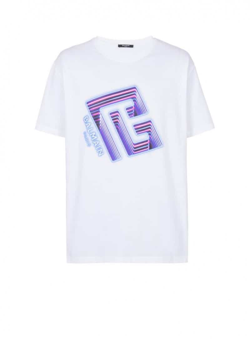 Balmai n Paris White logo Print Premium T-Shirt
