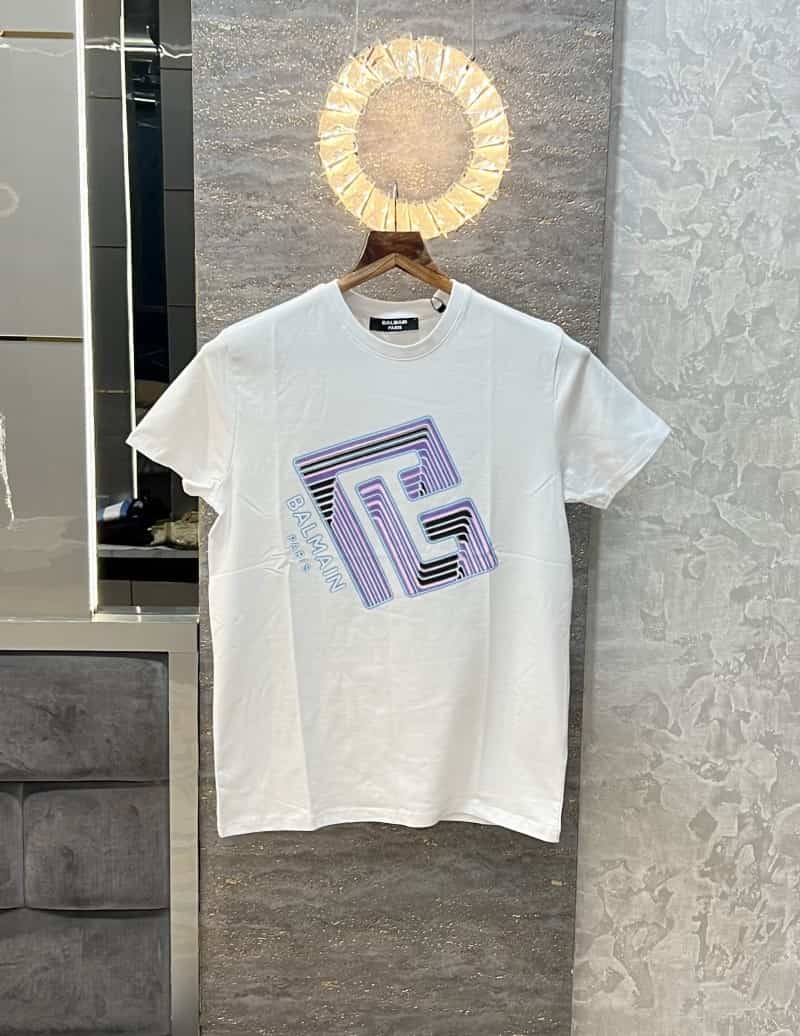 Balmai n Paris White logo Print Premium T-Shirt