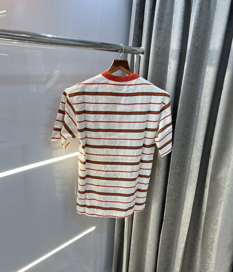 Gues s  White Red Stripes Imported Oversized T-Shirt