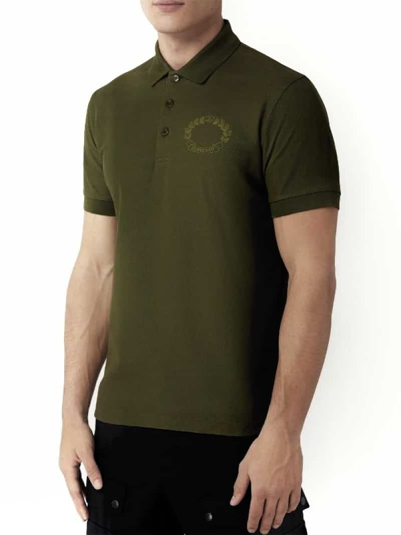 Burberry English Green Embroidery Logo Premium Polo T-Shirt