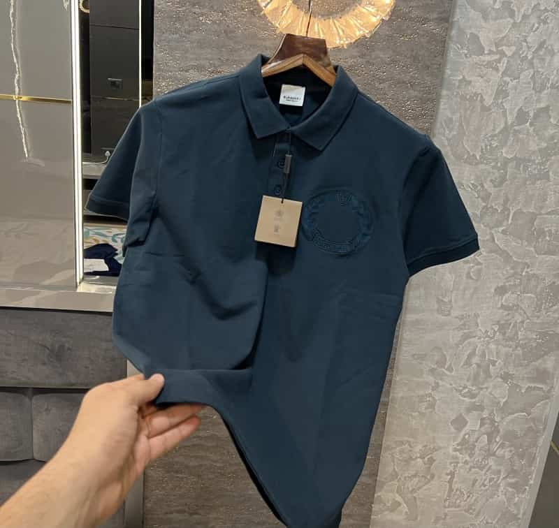 Burberry English Green Embroidery Logo Premium Polo T-Shirt