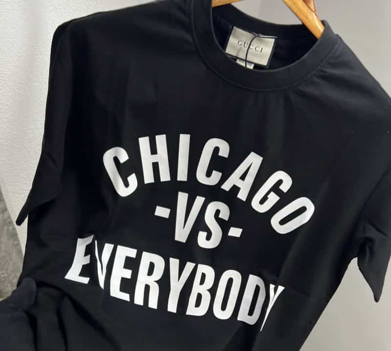 Gucc_i Black Chicago Edition Imported Oversized T-Shirt