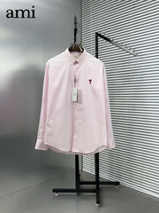 Ami Paris light Pink Embroidery Logo Premium Shirt