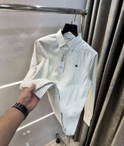 Brooks Brother Green strips Linen Premium Shirt