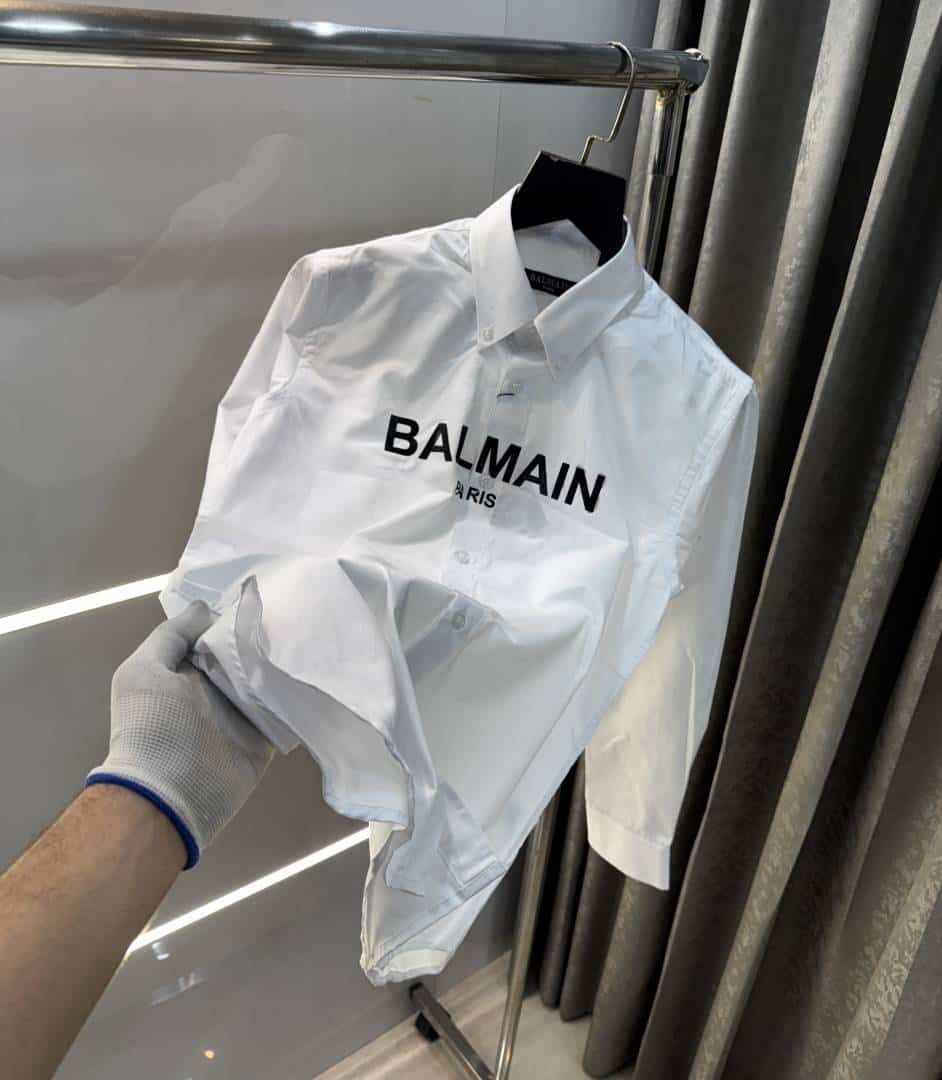 Balmai n Paris White Logo Print Exclusive Shirt