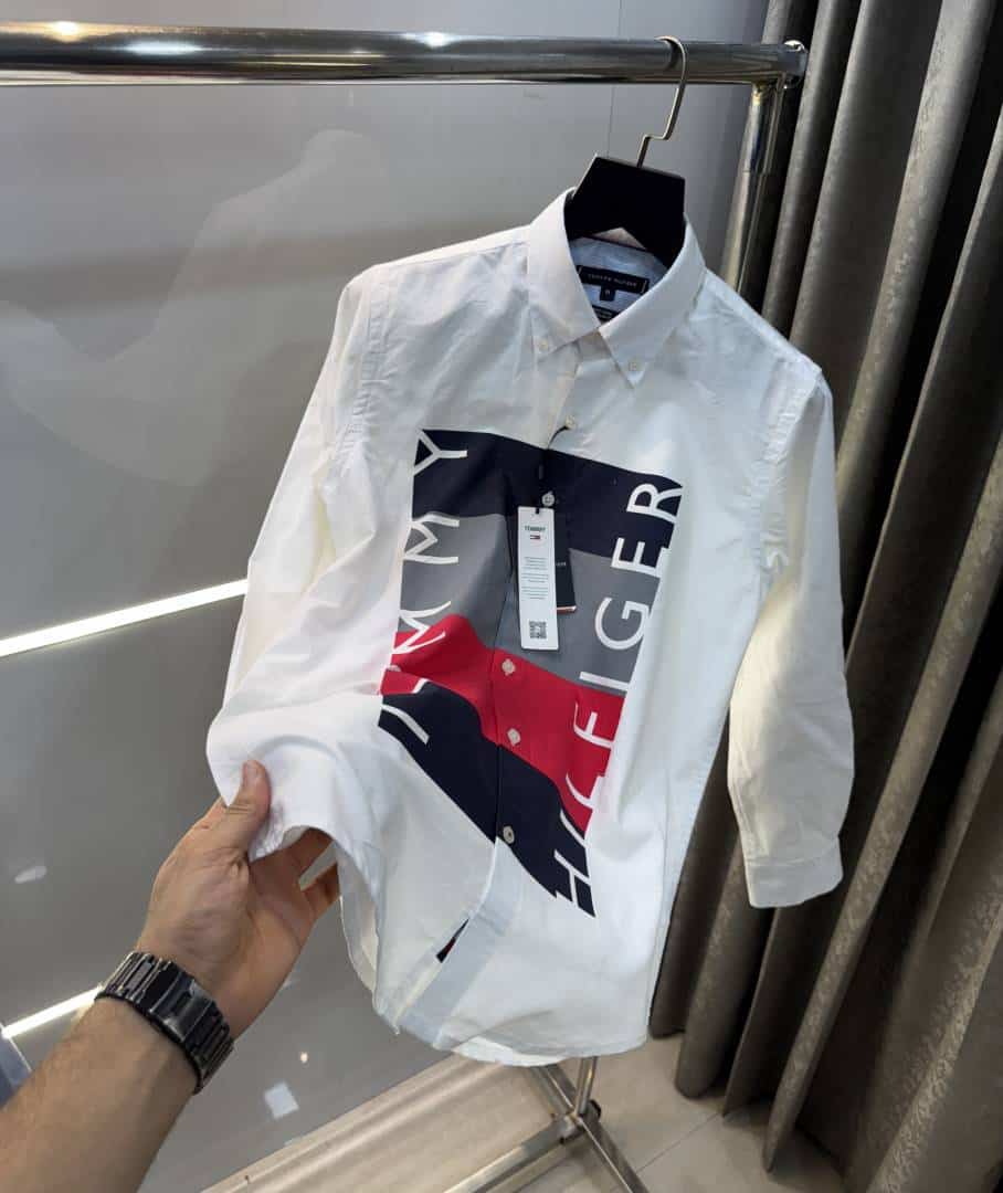 to_mMy. Hilfi9er White Logo Print Premium Shirt