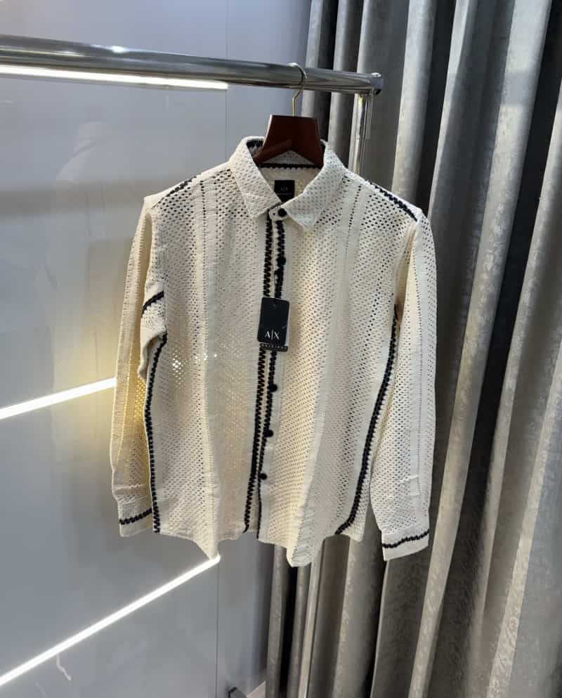 Arman i Exchange 5 Stripes Crochet Shirt with box packing And Carry Bag