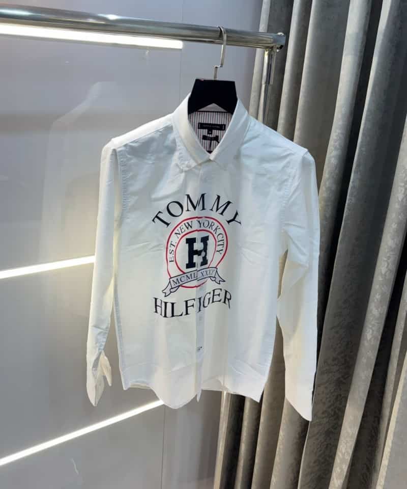 Tomm y Hilfiger White Logo Print Premium Shirt