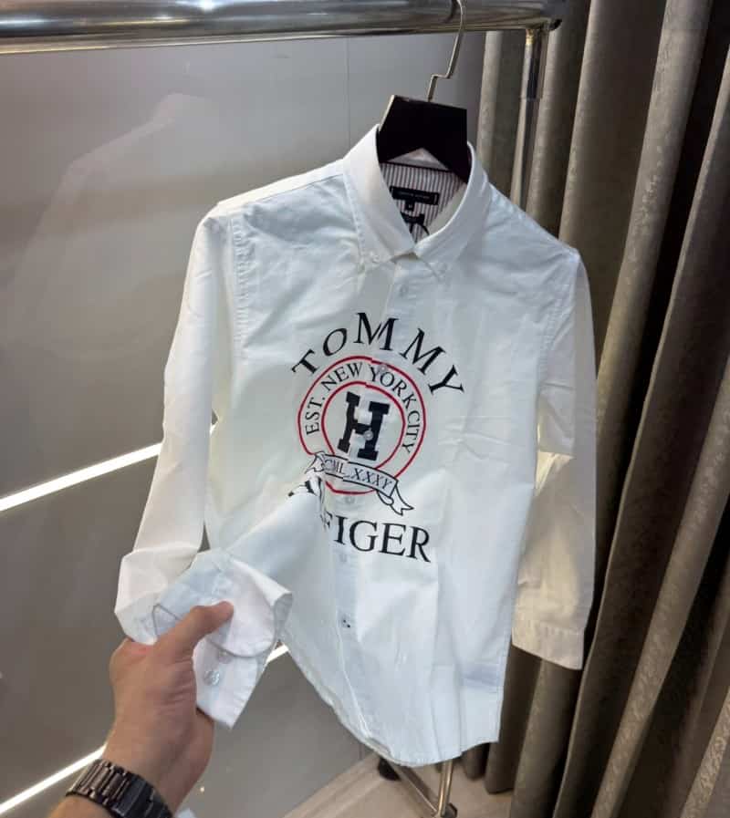 Tomm y Hilfiger White Logo Print Premium Shirt