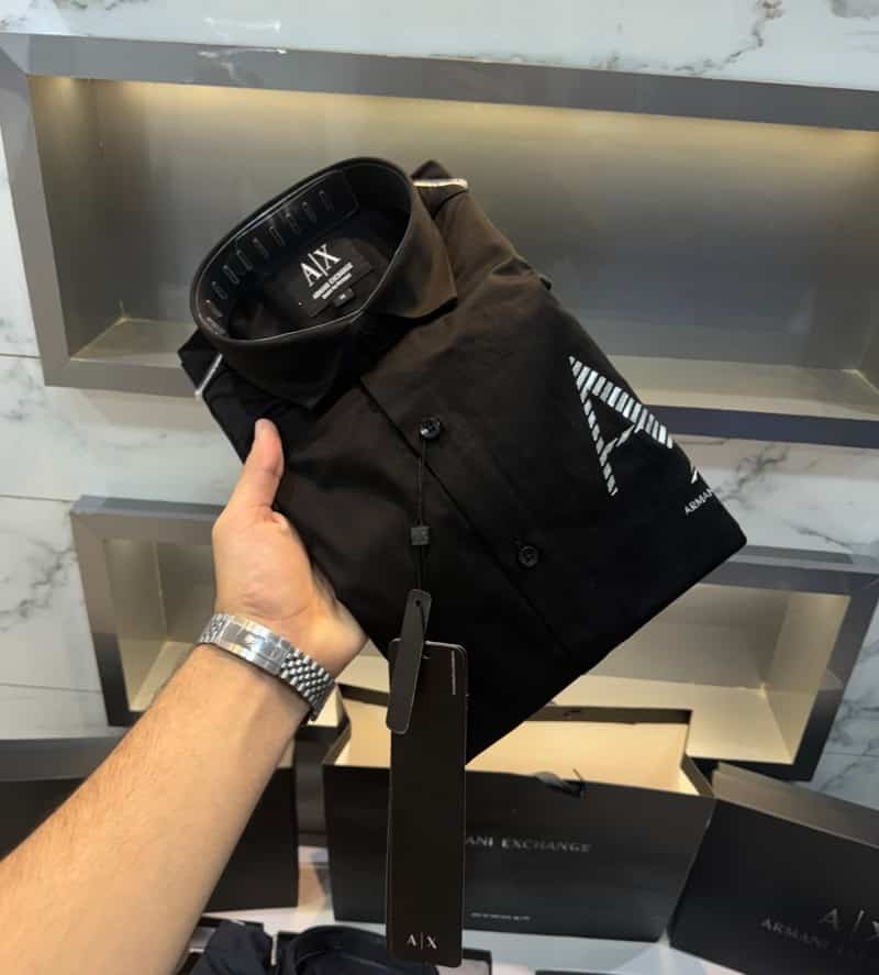 Arman i Exchange Black Logo Print Shirt With Premium Box Packing And Carry Bag
