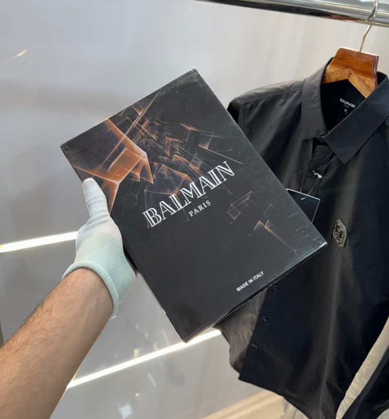 Balmai n Paris BlackA Steel Logo Designer Shirt With Premium Box Packing