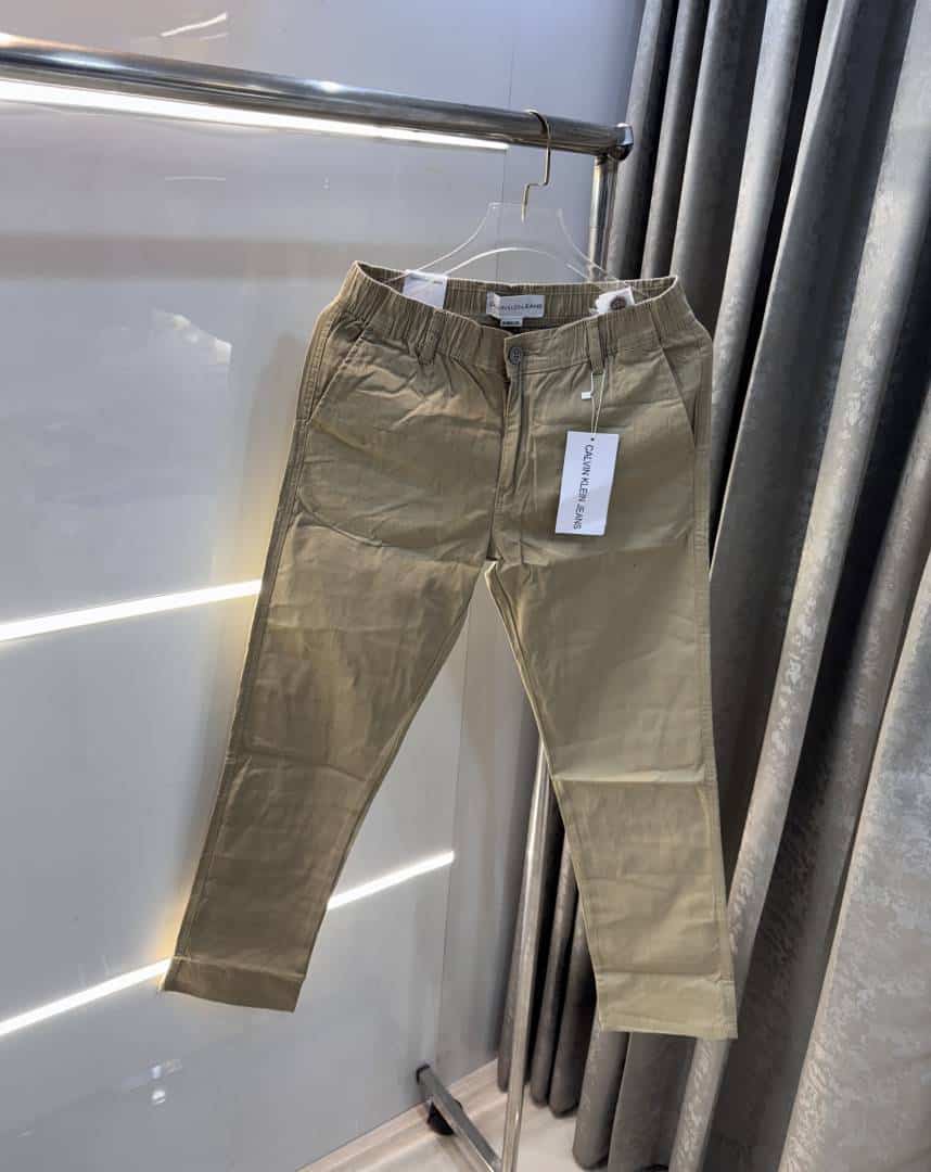 Calvi n Klein Beige01 Premium Classic Linen Trouser