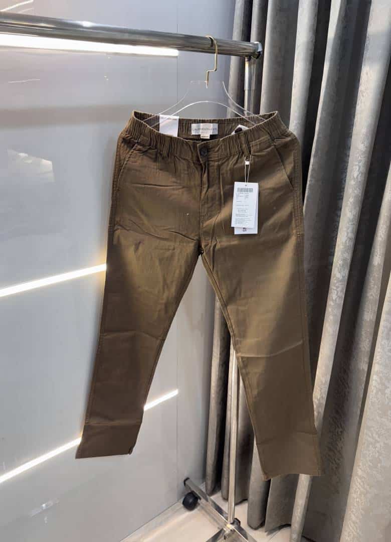 Calvin klei n Brown Premium Classic Linen Trouser