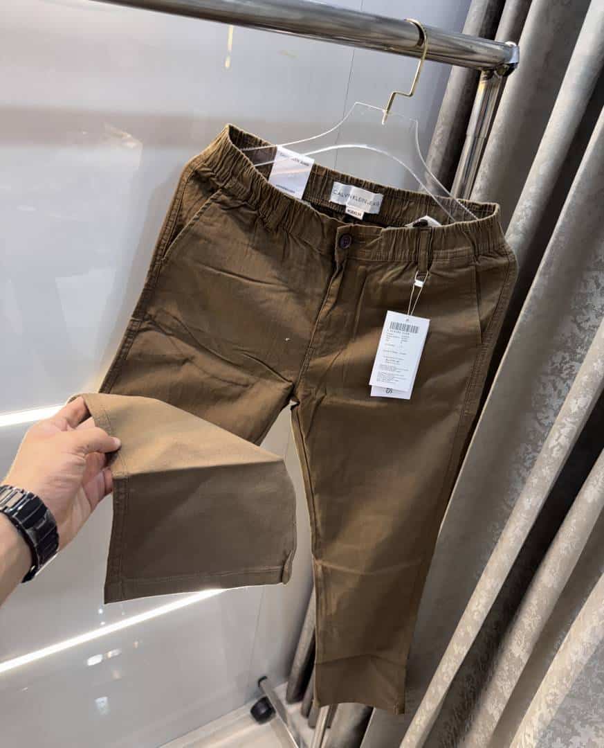 Calvin klei n Brown Premium Classic Linen Trouser