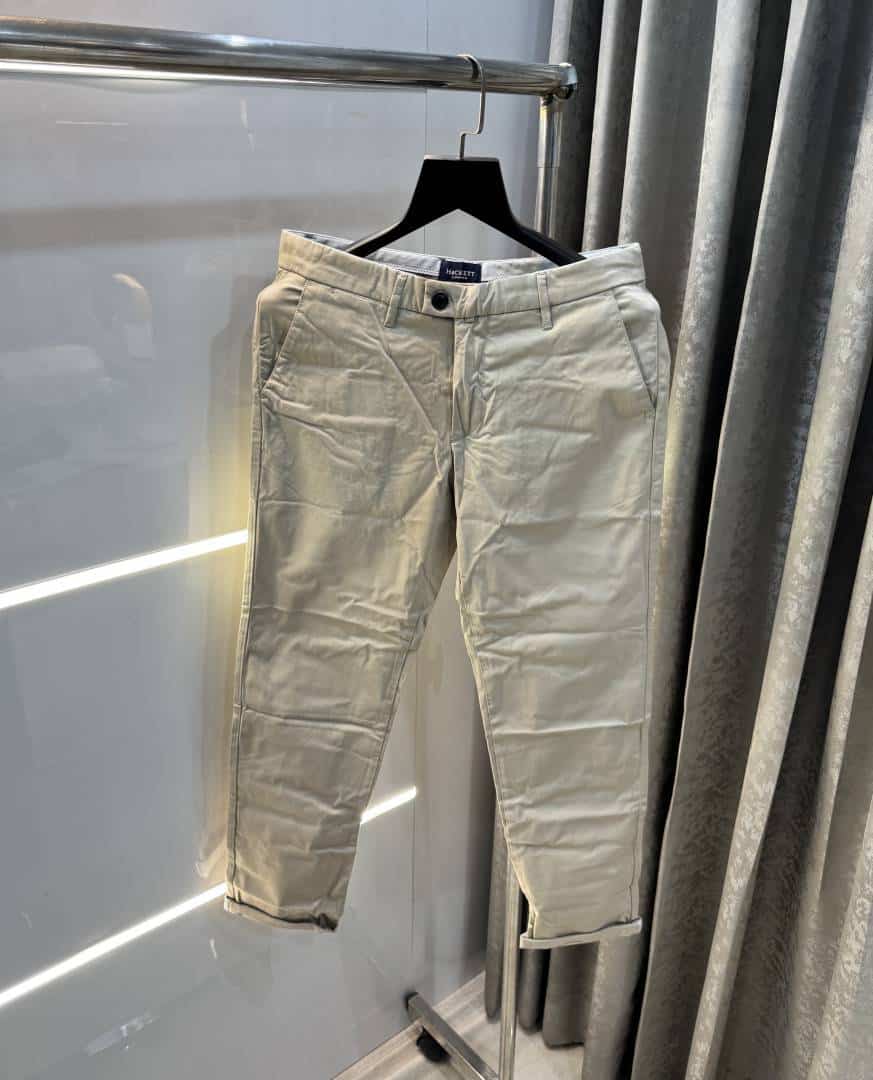 Hacket London Cream Premium Classic Cotton Trouser