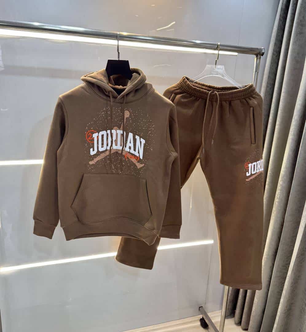 Ai r Jordan Brown Embroidery Logo Imported Tracksuit