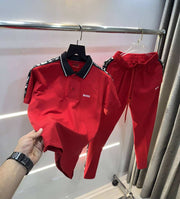 Hug o B0SS Red Embroidery Logo Premium Classic Tracksuit