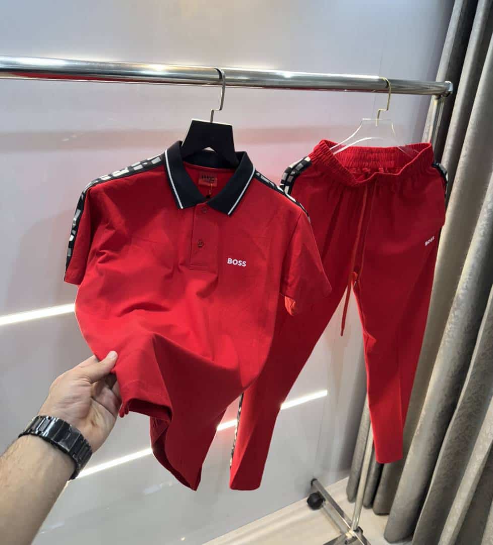 Hug o B0SS Red Embroidery Logo Premium Classic Tracksuit