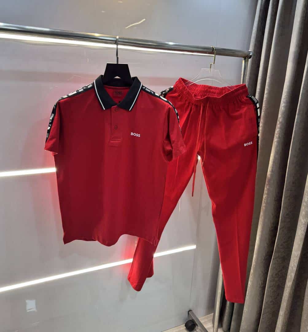 Hug o B0SS Red Embroidery Logo Premium Classic Tracksuit