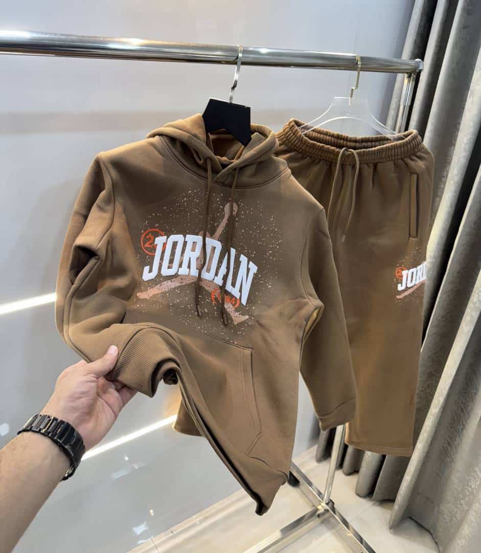 Ai r Jordan Brown Embroidery Logo Imported Tracksuit