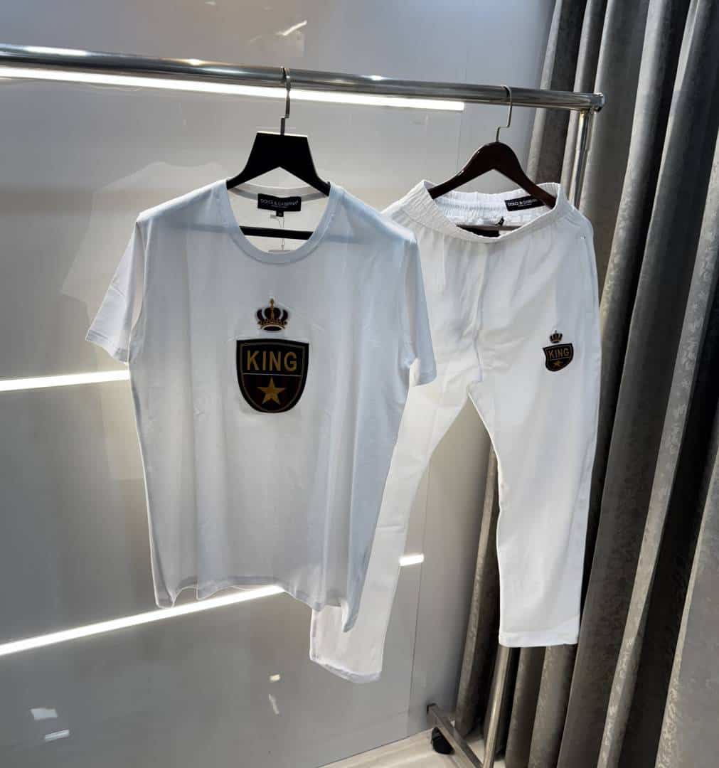 Dolce& Gabbana White Embroidery Logo Imported Tracksuit With Brand Carry Bag