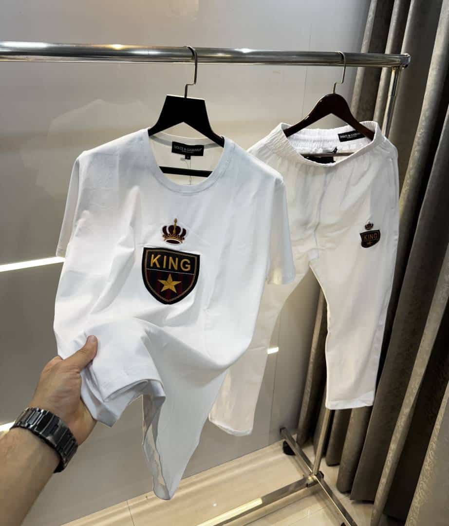 Dolce& Gabbana White Embroidery Logo Imported Tracksuit With Brand Carry Bag