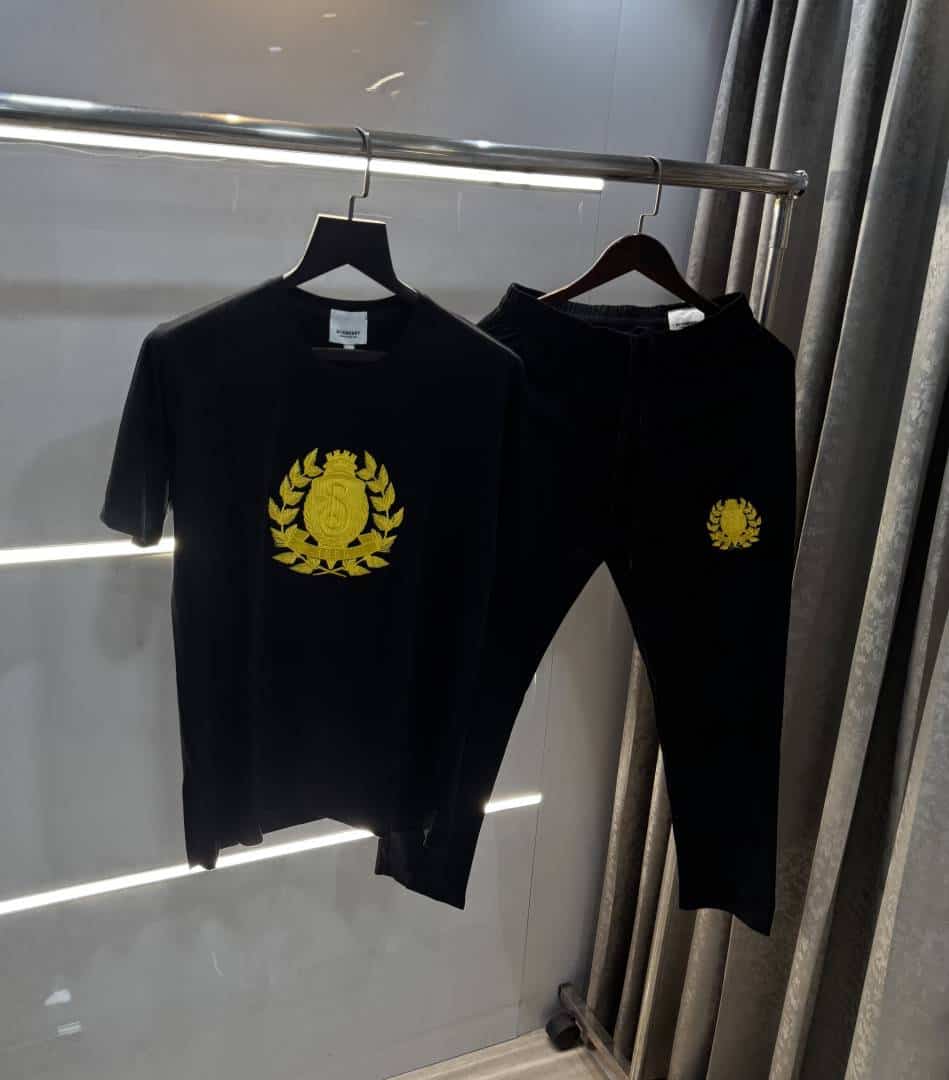 Burberr y Black Embroidery Work Imported Tracksuit With