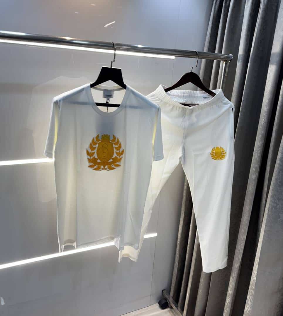 Burberr y White Embroidery Work Imported Tracksuit With