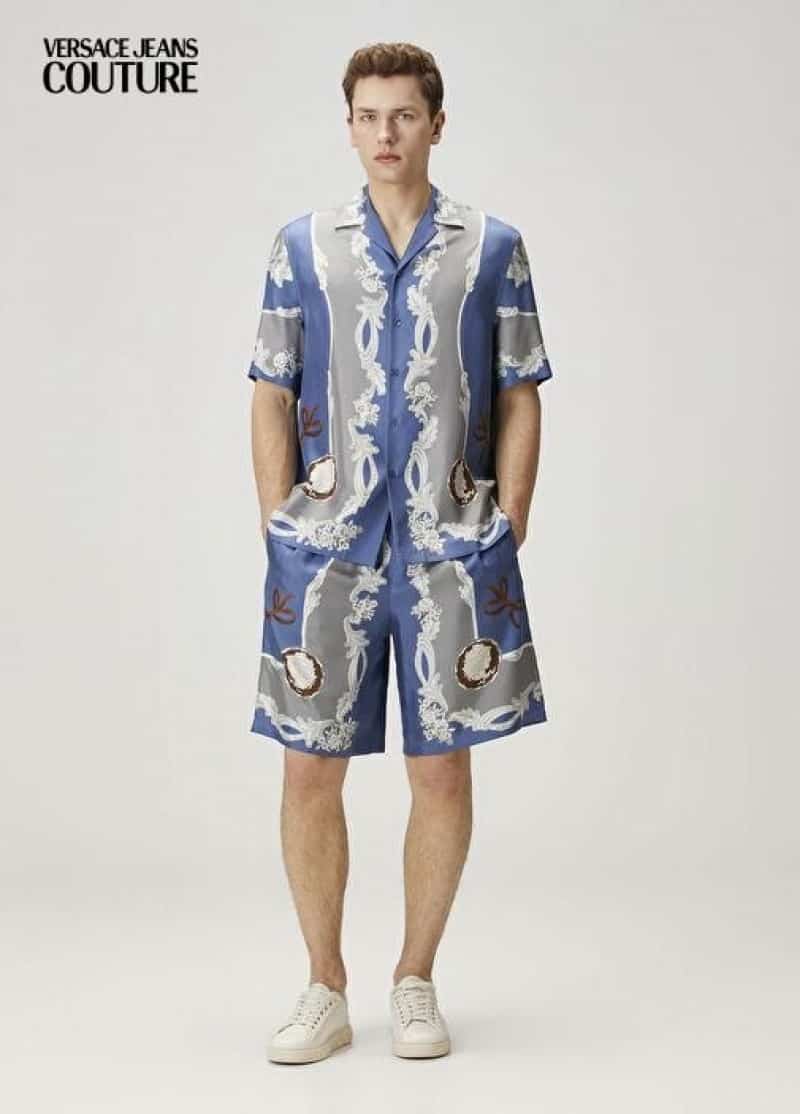 Versac e Couture Blue Printed Imported Cord Set