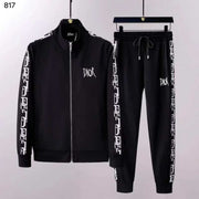 Christian Dio r Black Embroidery Logo Designer Imported Luxury Tracksuit