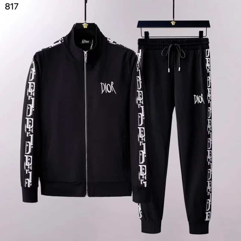 Christian Dio r Black Embroidery Logo Designer Imported Luxury Tracksuit